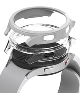 Galaxy Watch 4 (44mm) Case | Slim - Exploded view of a clear protective watch case hovering above a Galaxy Watch 4.