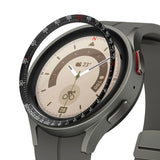 Galaxy Watch 5 Pro 45mm | Inner Bezel Styling - Black adhesive bezel ring hovering above a grey smartwatch face.