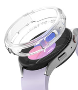 Galaxy Watch 5 40mm Case | Air Sports - A clear protective case hovering above a Galaxy Watch 5 with a lavender band.