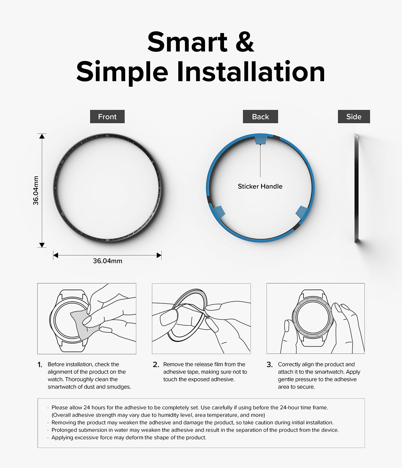 Galaxy Watch 6 Classic 43mm - Inner Bezel Styling - Style and Protection in One - Easy to Install