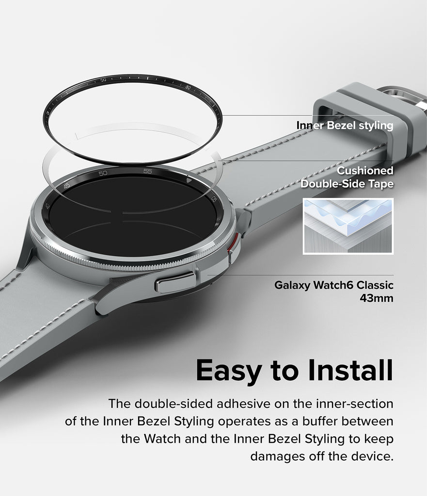 Galaxy Watch 6 Classic 43mm - Inner Bezel Styling - Style and Protection in One - Easy to Install