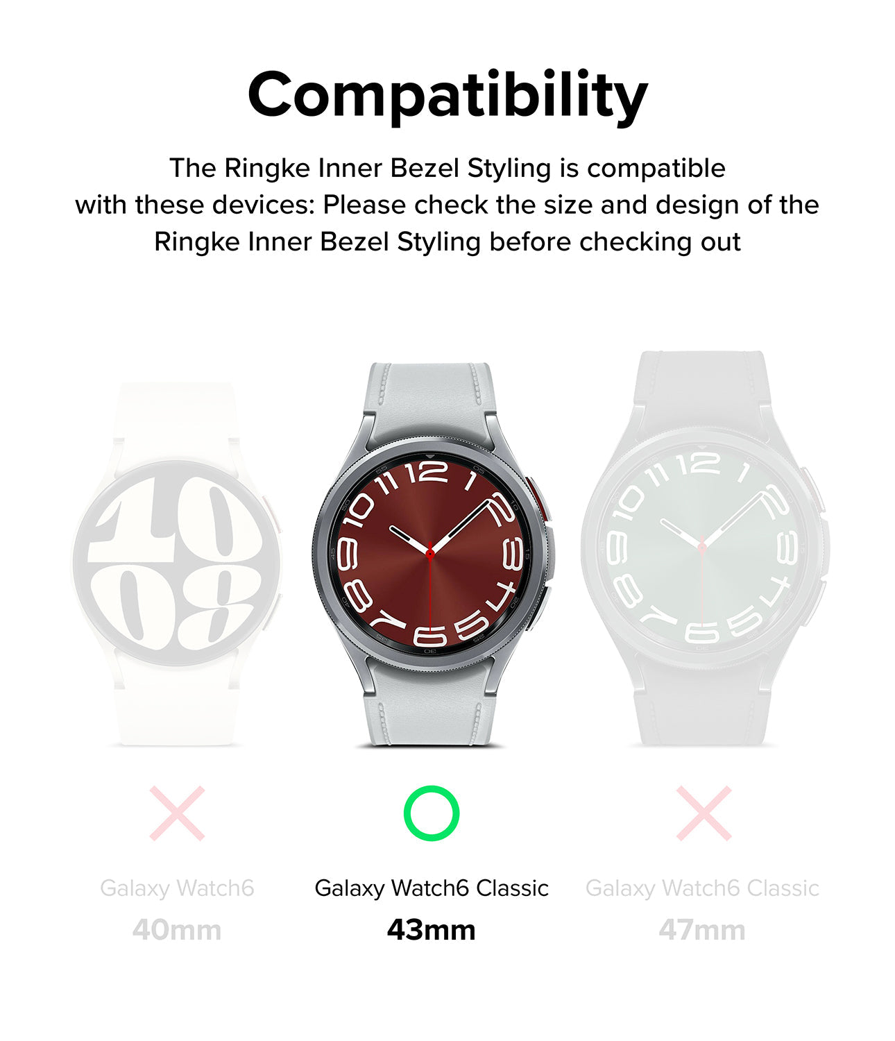 Galaxy Watch 6 Classic 43mm - Inner Bezel Styling - Style and Protection in One - Easy to Install