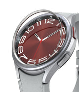 Galaxy Watch 6 Classic 47mm | Inner Bezel Styling - Silver watch with a red face and a metallic bezel ring being applied.