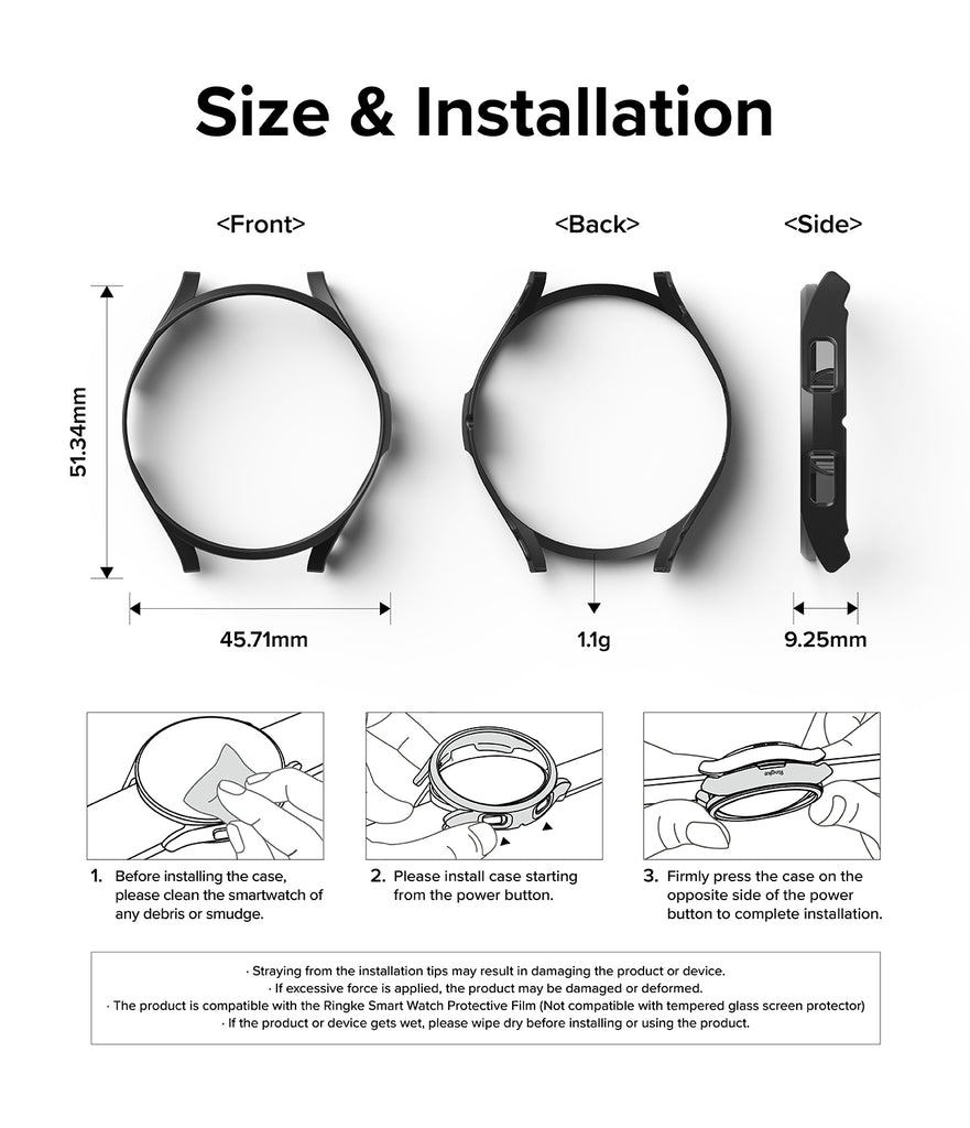 Galaxy Watch 6 Classic 43mm Case | Slim [2 Pack] - Size & Installation Guide