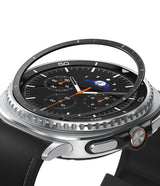 Galaxy Watch 8 Classic 46mm | Inner Bezel Styling - A black inner bezel ring hovering above a silver smartwatch face.