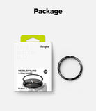 Galaxy Watch 9 / 8 40mm | Bezel Styling - Ringke Bezel Styling for Galaxy Watch 9/8 watch band bezel tool kit, showing the white retail packaging with a lime green tab and the black metal ring tool beside it on a light gray background.