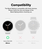 Galaxy Watch 9 / 8 40mm | Bezel Styling - Compatibility chart for Ringke Slim case on Samsung smartwatches with white background