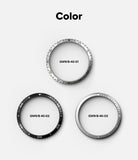 Galaxy Watch 9 / 8 40mm | Bezel Styling - Three circular metal watch bezel options labeled GW9/8-40-01, GW9/8-40-02, and GW9/8-40-03 on a light gray background under the heading 'Color'.