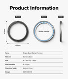 Galaxy Watch 9 / 8 40mm | Bezel Styling Premium - Product information diagram for a ringke bezel styling premium stainless steel ring, showing front, back, and side views with dimensions and a sticker handle label on a light gray background.