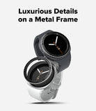 Galaxy Watch 9 / 8 40mm | Bezel Styling Premium - Two smartwatches with round black faces and metallic bezels, one in dark gray and one in silver, shown on a light gray background with the text 'Luxurious Details on a Metal Frame' above them.