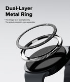 Galaxy Watch 9 / 8 40mm | Bezel Styling Premium - Black dual-layer metal ring accessory shown floating above a smartwatch, with text reading 'Dual-Layer Metal Ring' on a light gray background.
