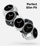 Galaxy Watch 8 40mm Case | Slim - Five slim-fit smartwatches arranged diagonally on a light gray background, with black watch faces and white or dark gray bands. The text 'Perfect Slim Fit' appears in the top right.