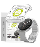 Galaxy Watch 9 / 8 40mm Screen Protector | Tempered Glass Pro - Smartwatch with a transparent case and packaging labeled 'Ringke TemperedGlass' on a white background