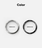 Galaxy Watch 9 / 8 44mm | Bezel Styling - Two bicycle rim components shown on a light gray background under the heading 'Color'. The left rim is metallic silver with black markings, and the right rim is black with white markings.