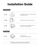 Galaxy Watch 9 / 8 44mm Case | Slim - An installation and removal guide sheet with black text and line drawings showing step-by-step instructions for mounting and taking off a smartwatch case on a white background.