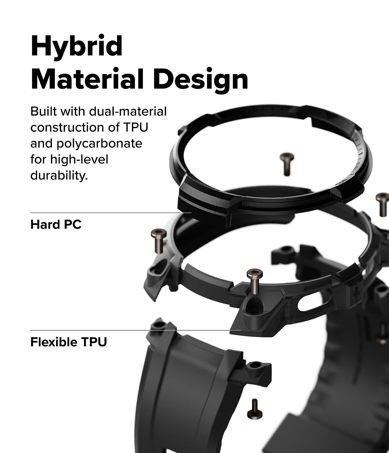 Galaxy Watch 9 / 8 44mm Case + Band | Rugged Gear - Hybrid material design of TPU and polycarbonate with text on durability.