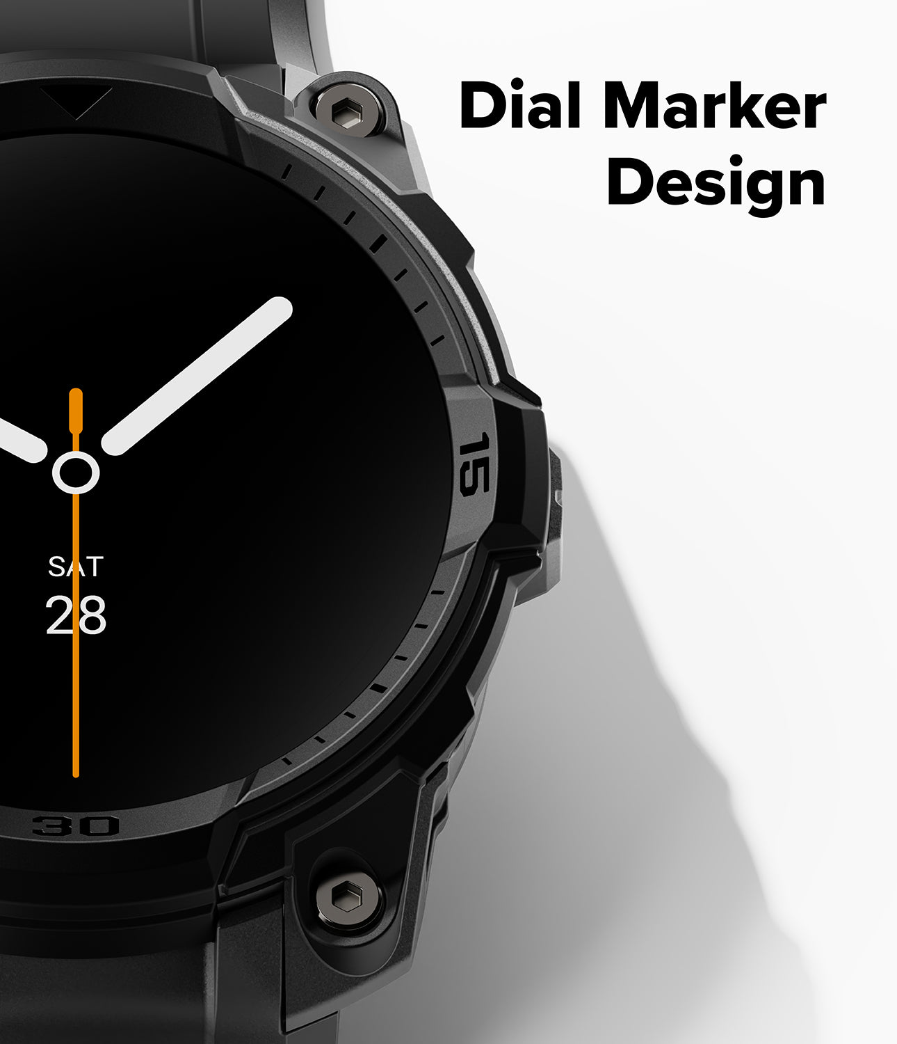 Galaxy Watch 9 / 8 44mm Case + Band | Rugged Gear - Smartwatch with a black dial and digital display on a white background