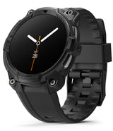 Galaxy Watch 8 44mm Case + Band | Rugged Gear - Galaxy Watch 8 44mm Case + Band - Black rugged protective watch case and textured silicone strap on a smartwatch.