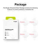 Galaxy Watch Ultra 2 Screen Protector | Tempered Glass (4 Pack) - R9 - Ringke tempered glass camera protector package set on a white background, showing the retail box and four round clear protector pieces with red installation instructions.