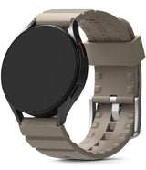 Watch Lug 20mm | Rubber One Bold Band - A black smartwatch with a textured, taupe-colored rubber strap and silver buckle.