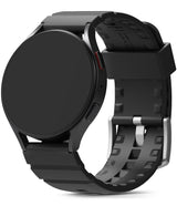 Watch Lug 20mm | Rubber One Bold Band - Black smartwatch with a textured silicone strap and silver buckle.