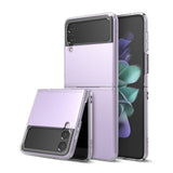 Galaxy Z Flip 3 Case | Slim - Floating Galaxy Z Flip 3 phones in clear slim cases against a soft purple background.