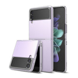 Galaxy Z Flip 3 Case | Slim - Floating Galaxy Z Flip 3 phones in clear slim cases against a soft purple background.