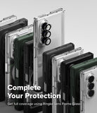 Galaxy Z Fold 8 Ultra Case | Alles - A promotional product render showing multiple smartphone cases arranged in a fan-like layout on a light gray background. The cases are transparent, black, and dark green, with one clear case prominently centered.