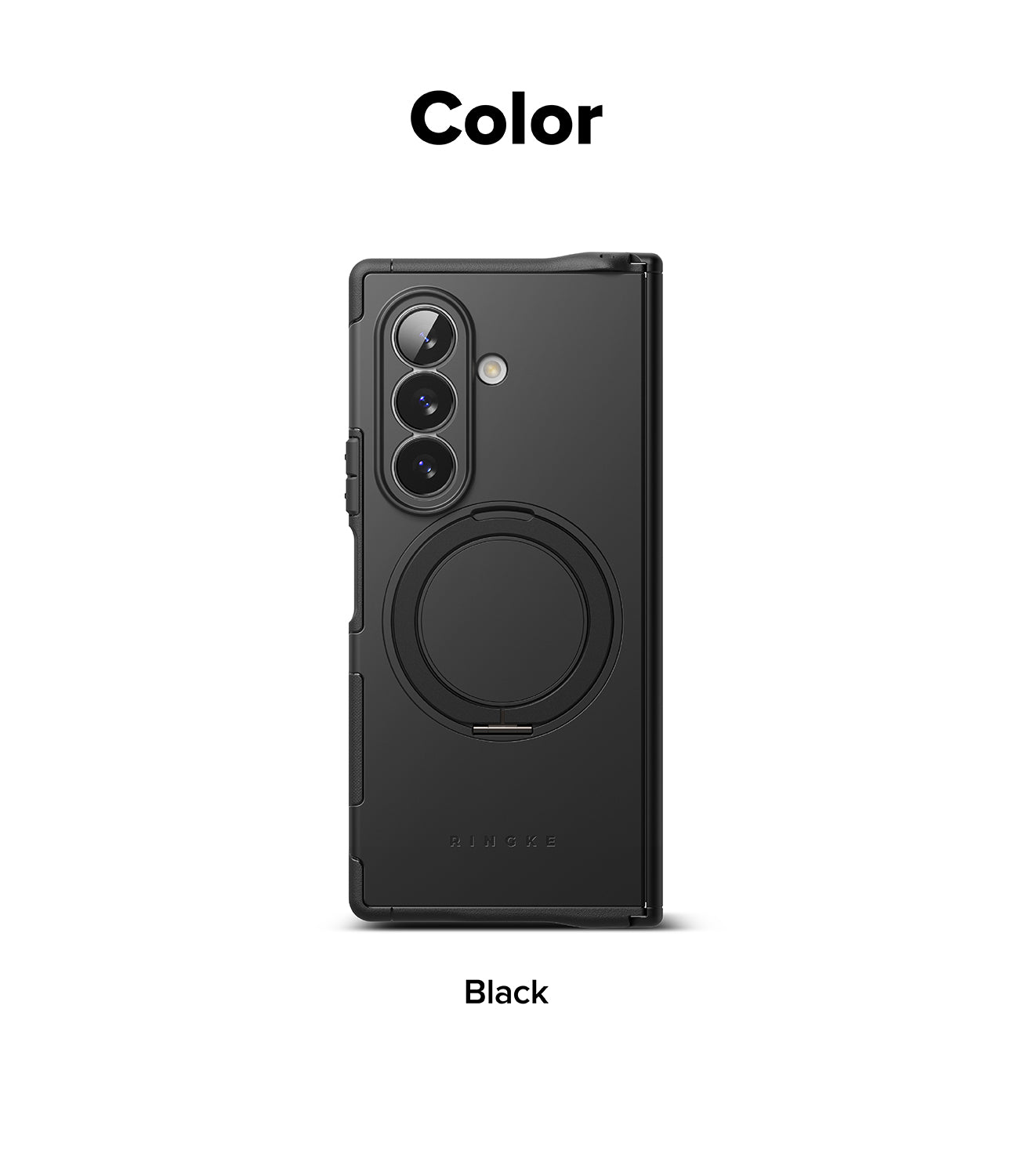 Galaxy Z Fold 8 Ultra Case | Alles - A black protective phone case with a circular magnetic ring on the back, shown on a white background with the text 'Color' at the top and 'Black' at the bottom.