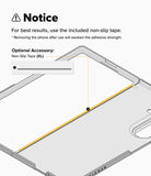 Galaxy Z Fold 8 Ultra Case | Alles - Instruction graphic showing a phone case with a highlighted non-slip tape strip and text noting that the included non-slip tape should be used for best results, plus an inset showing the optional non-slip tape size.