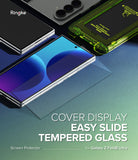 [Bundle] Galaxy Z Fold 8 Ultra | Fusion Magnetic + Cover Display Easy Slide Tempered Glass (2P) -  Ringke Galaxy Z Fold8 Ultra screen protector packaging and product graphic showing a transparent tempered glass protector overlaying a smartphone, with additional folded phones and a green protective case in the background.