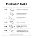 Galaxy Z Fold 8 Ultra Screen Protector | Cover Display Easy Slide Tempered Glass (2 Pack) - A black and white Installation Guide sheet showing six numbered steps with simple line drawings of a phone and tempered glass being handled, with text instructions on how to install the glass onto the phone.