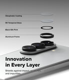Galaxy Z Fold 8 Ultra | Camera Lens Frame Glass (2 Pack) - Exploded view of camera lens protector layers including coating, tempered glass, and aluminum frame.
