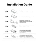 Galaxy Z Fold 8 Ultra Screen Protector | Cover Display Easy Slide Privacy Tempered Glass (2 Pack) - A black and white Installation Guide sheet showing six numbered steps with simple line drawings of a phone and tempered glass being handled, with text instructions on how to install the glass onto the phone.