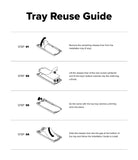 Galaxy Z Fold 8 Ultra Screen Protector | Cover Display Easy Slide Privacy Tempered Glass (2 Pack) - A Tray Reuse Guide diagram showing four numbered steps with line drawings and short instructions for removing and reinstalling a release liner from a tray.