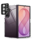 [Bundle] Galaxy Z Fold 8 Ultra | Fusion + Camera Protectors (2P) - A transparent protective case for a foldable smartphone, shown on a dark gray Samsung Galaxy Z Fold 8 Ultra. The case features a black camera lens protector sticker with Ringke branding and text reading 'LIVE.