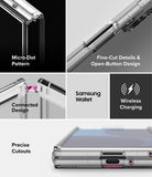Galaxy Z Fold 8 Ultra Case | Fusion - Clear phone case showing micro-dot pattern, Fine-Cut Details & Open-Button Design, Connected Design, Samsung Wallet, Wireless Charging, and precise port cutouts.