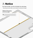 Galaxy Z Fold 8 Ultra Case | Fusion Design Magnetic - Instruction graphic showing a phone case with a highlighted non-slip tape strip and text noting that the included non-slip tape should be used for best results, plus an inset showing the optional non-slip tape size.