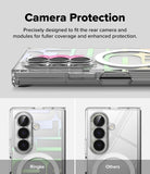 Galaxy Z Fold 8 Ultra Case | Fusion Design Magnetic - A clear phone case with a circular magnetic ring and geometric light green and white graphic accents, shown with text reading 'Camera Protection' and comparison views labeled 'Ringke' and 'Others'.