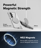 Galaxy Z Fold 8 Ultra Case | Fusion Flap Magnetic - Promotional graphic for a transparent magnetic phone case with a circular MagSafe ring. The top half shows the case floating with a magnetic ring attached under the text 'Powerful Magnetic Strength,' with a blurred comparison of another case labeled 'Others.