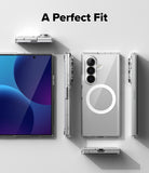 [Bundle] Galaxy Z Fold 8 Ultra | Fusion Magnetic + Cover Display Easy Slide Tempered Glass (2P) - Transparent magnetic phone case shown in multiple angles around a smartphone, with the text 'A Perfect Fit' at the top on a light gray background.