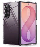Galaxy Z Fold 8 Ultra Case | Fusion - A clear protective case with reinforced corners shown on a folding smartphone, displayed open to show both the back and front views against a white background.