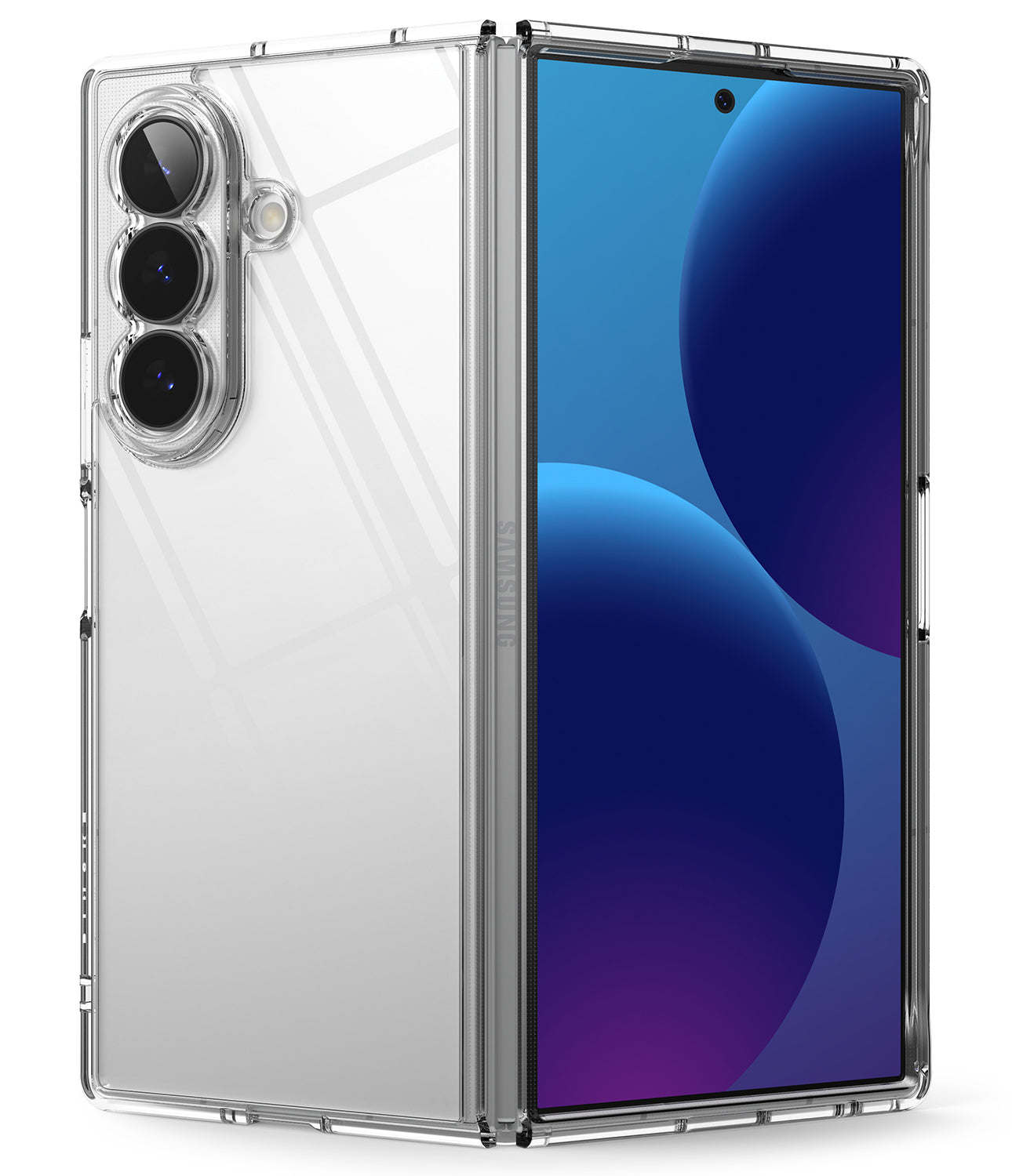 Galaxy Z Fold 8 Ultra Case | Fusion - A clear protective case for a foldable smartphone, shown on the back and side of the device against a white background.