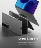 Galaxy Z Fold 8 Ultra Hinge Protector | Hinge Dual Easy Film (2 Pack) - Three views of a dark gray folding smartphone shown on a light gray background with the text 'Ultra-Slim Fit' and smaller descriptive copy at the bottom.