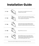 Galaxy Z Fold 8 Ultra Hinge Protector | Hinge Dual Easy Film (2 Pack) - An installation guide sheet with five numbered steps in black text and small line drawings showing how to place and attach a custom device to a stand and protector, on a white background.
