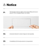 Galaxy Z Fold 8 Ultra Case | Slim Magnetic - A notice page with text and a small photo showing a hand holding a clear rectangular phone case against a light gray background.