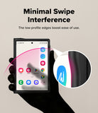 Galaxy Z Fold 8 Case | Alles - A black smartphone case with minimal profile edges shown on a phone held in a hand, with text reading 'Minimal Swipe Interference' and a circular inset highlighting the low-profile edge design.