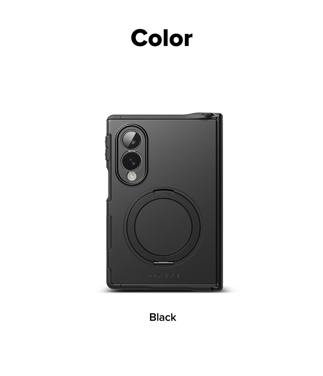 Galaxy Z Fold 8 Case | Alles - A black protective phone case with a circular MagSafe ring on the back, shown on a white background with the text 'Color' at the top and 'Black' at the bottom.