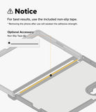Galaxy Z Fold 8 Case | Alles - Instruction graphic showing a phone case with a note about using included non-slip tape and an optional non-slip tape length indicator on a light gray background.