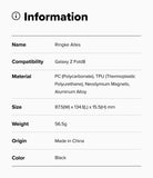 Galaxy Z Fold 8 Case | Alles - A black-and-white product information card listing details for Ringke Alles, including compatibility with Galaxy Z Fold8, material composition, dimensions, weight, and origin.